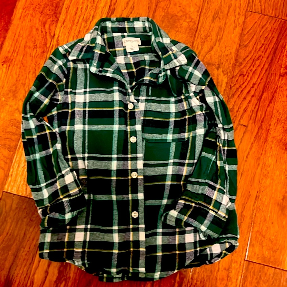 Boys button down plaid flannel shirt size 3 crewcuts brand by Jcrew